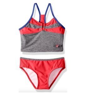 NWT Little Girls / Toddler Big Chill Tankini Diva Pink & Grey size 4 XS